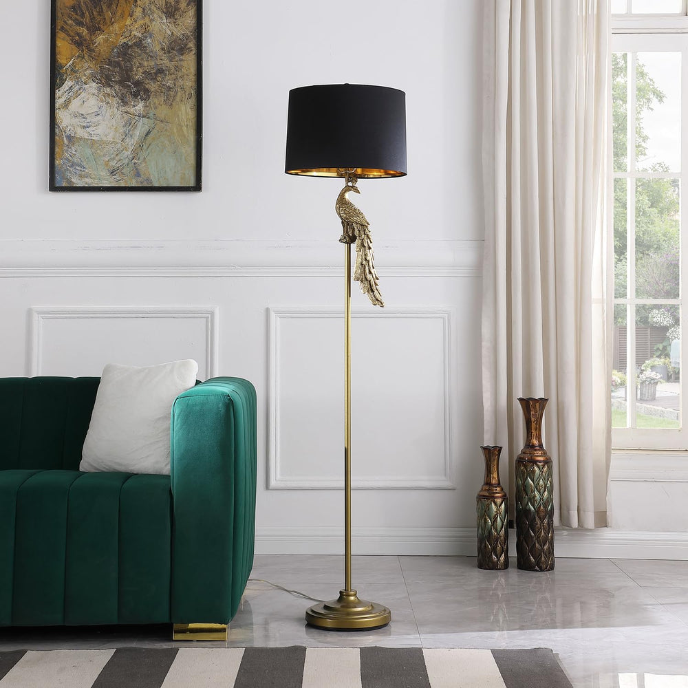 ORE International 64.5" in Modern Elegance Golden Peacock On A Pedestal - Diamond Home USA