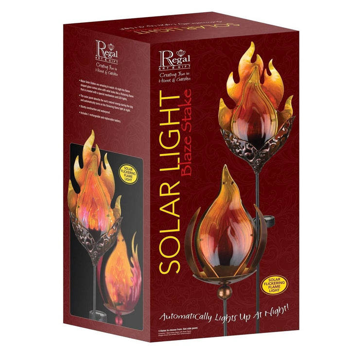 Blaze Solar Stake Bronze 7.5"x5.5"x37.5" Multi Color Metal - Diamond Home USA