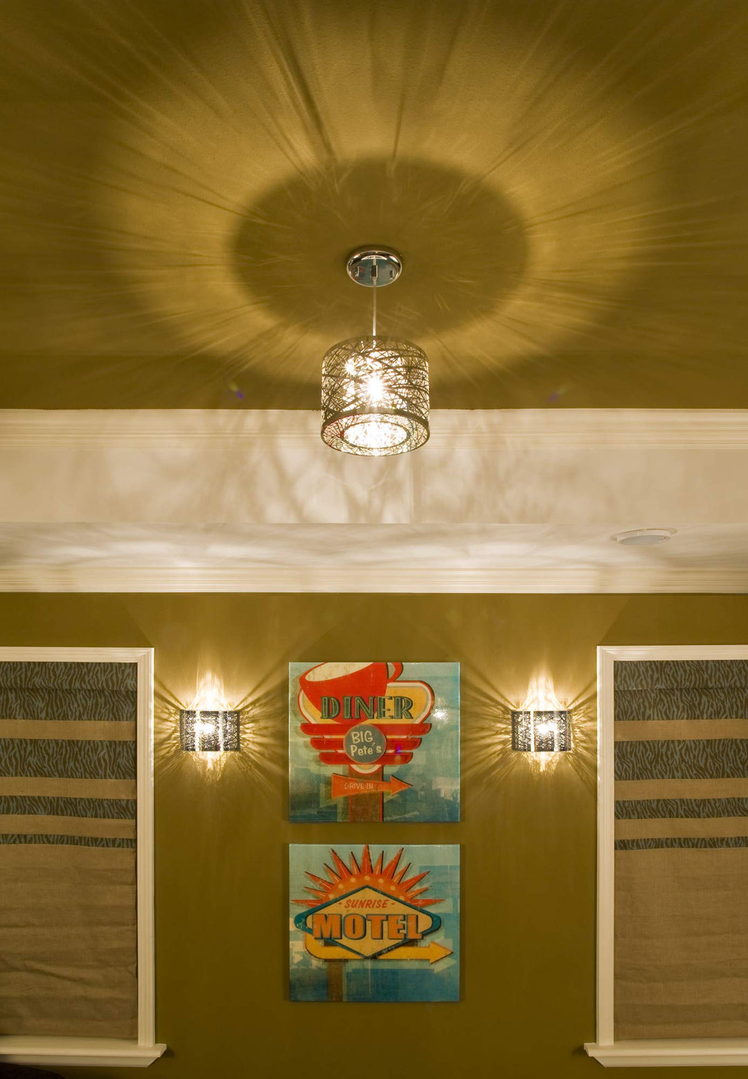 ET2 E21306-10BZ / BUL Inca Modern Metal Web Laser-Cut Sheath with Crystal LED - Diamond Home USA