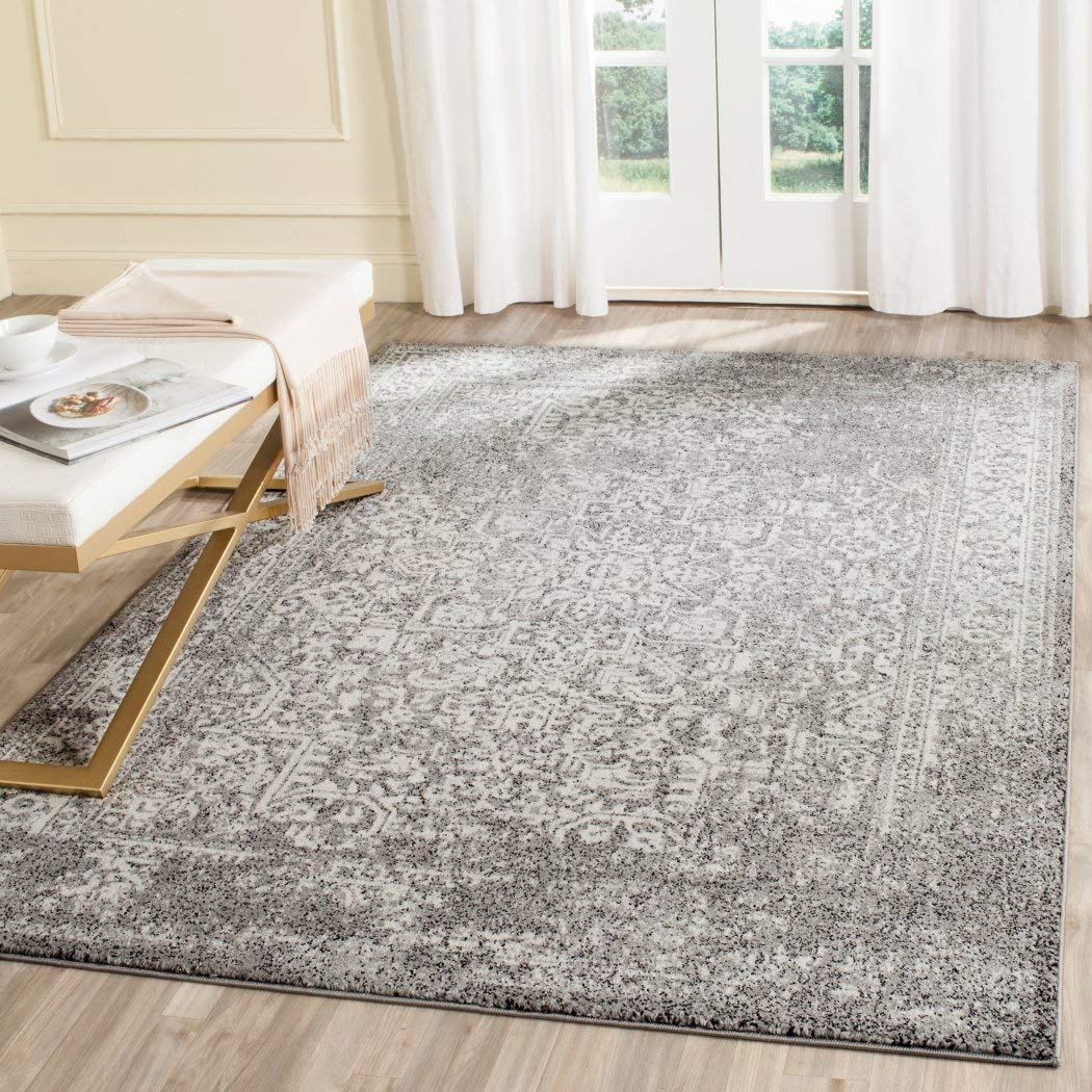 4'x6'ft Grey Ivory Oriental Distressed Area Rug Indoor Medallion Patterned 4' x 6' - Grey/Ivory