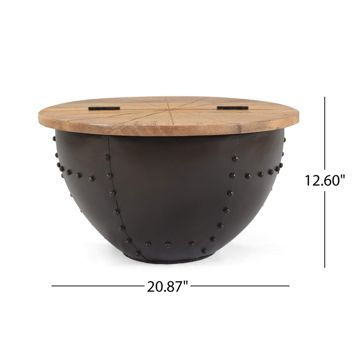 Absecon Boho Handcrafted Mango Wood Coffee Table Black Natural Industrial Modern - Diamond Home USA