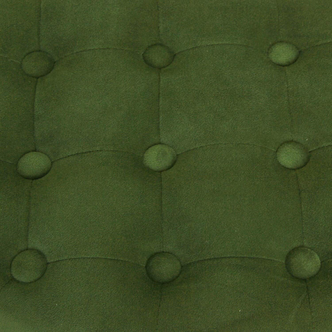 Velvet Forest Green Round Storage Ottoman Solid Casual Glam Transitional Foam