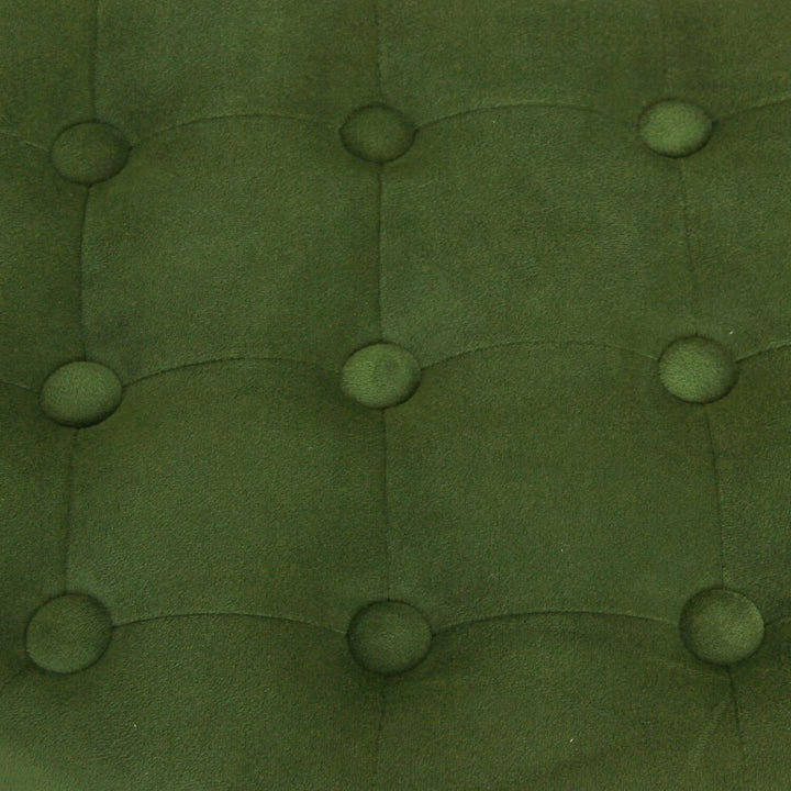 Velvet Forest Green Round Storage Ottoman Solid Casual Glam Transitional Foam