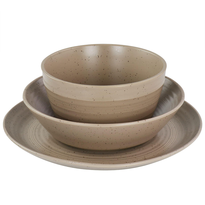 Bee And Willow 16 Piece Stoneware Dinnerware Set In Mocha Brown Solid - Diamond Home USA