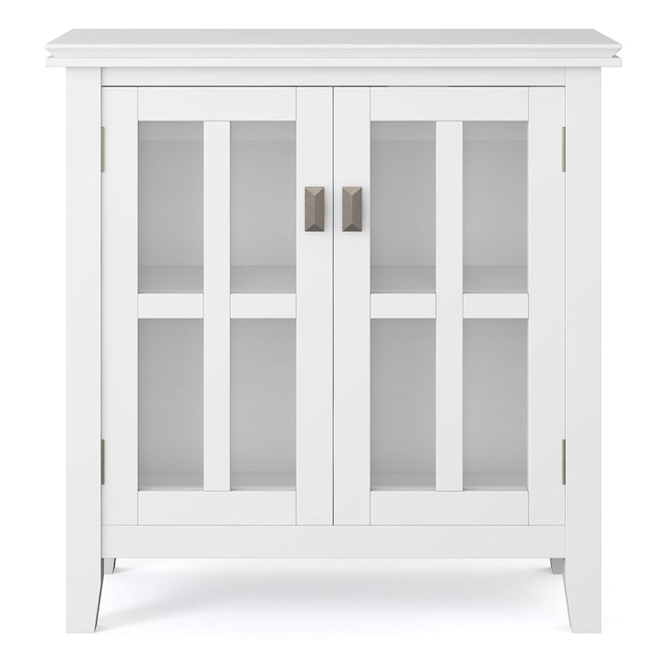 SIMPLIHOME Artisan SOLID OOD 30 inch ide Transitional Low Storage Cabinet in White - Diamond Home USA