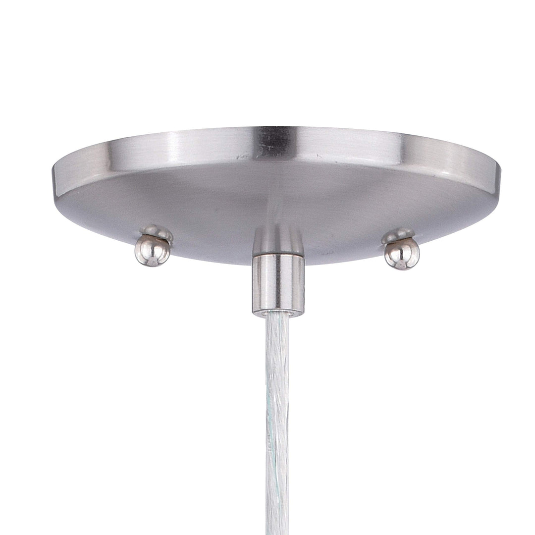 Satin Nickel Mini Pendant Ceiling Light Blue Glass - 4.75-in W X 9.75-in H D - Diamond Home USA