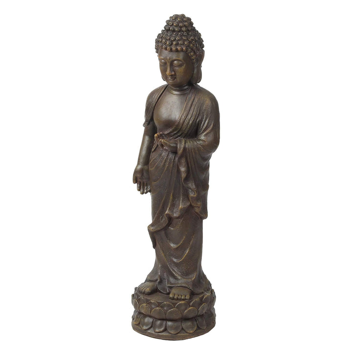 Brown Mgo Enlightened Standing Buddha Garden Statue Oriental Magnesium Oxide - Diamond Home USA