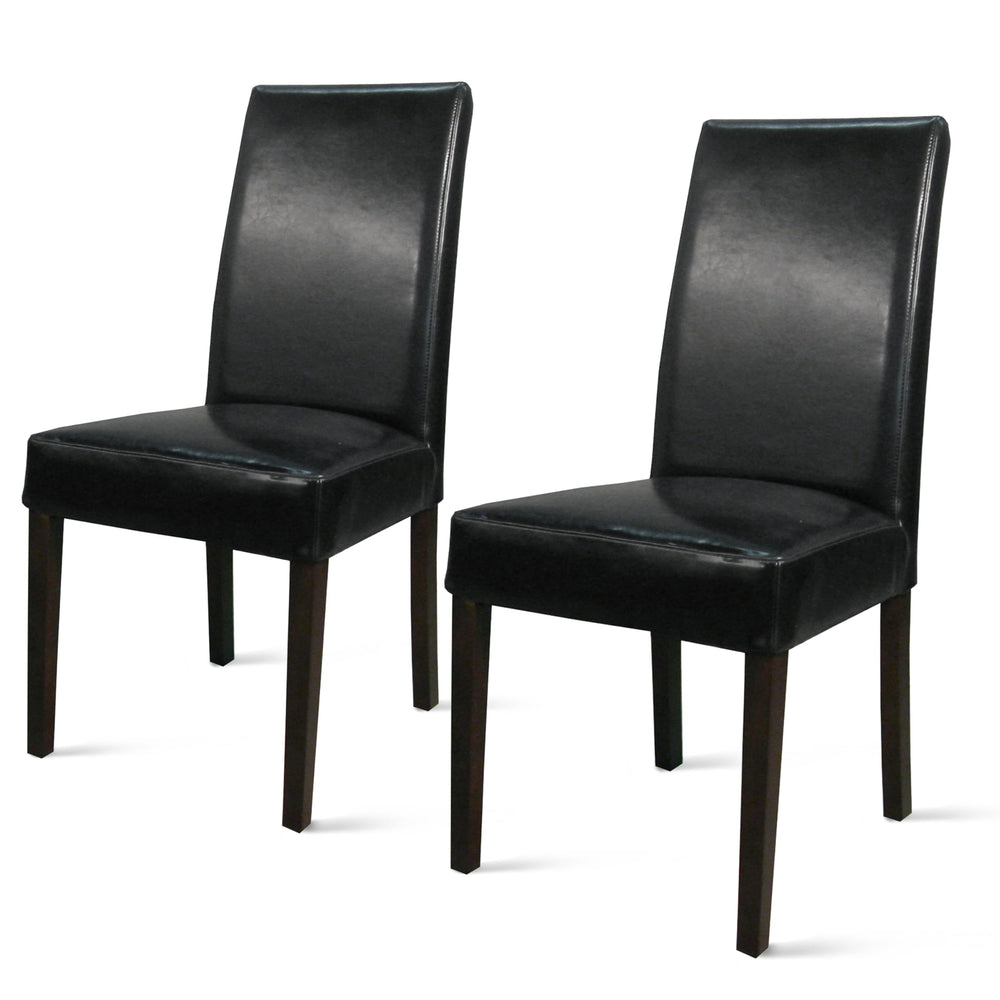 New Pacific Direct Hartford Bicast Leather Set of 2 Dining Chairs Black - Diamond Home USA