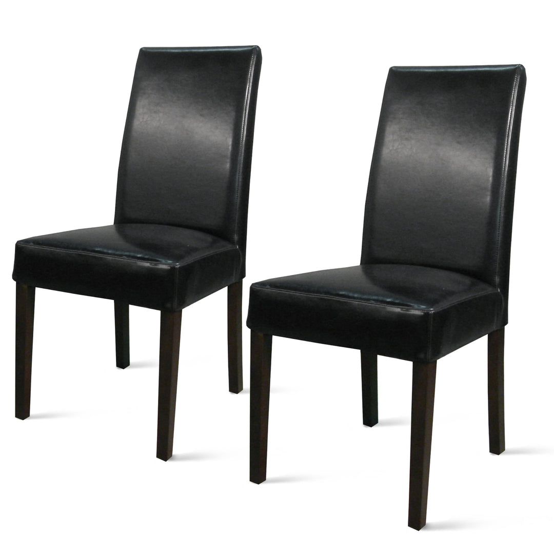 New Pacific Direct Hartford Bicast Leather Set of 2 Dining Chairs Black - Diamond Home USA