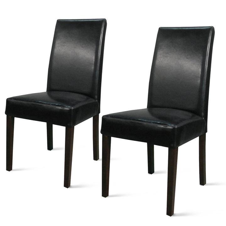 New Pacific Direct Hartford Bicast Leather Set of 2 Dining Chairs Black - Diamond Home USA