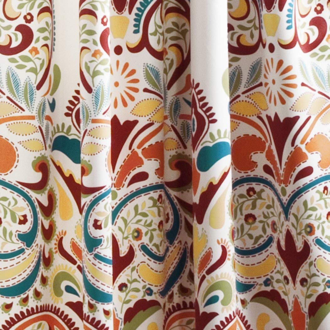 Ln 2 Piece Orange Paisley Window Curtain Set 84 Inch Red Damask Drapes Floral - Diamond Home USA