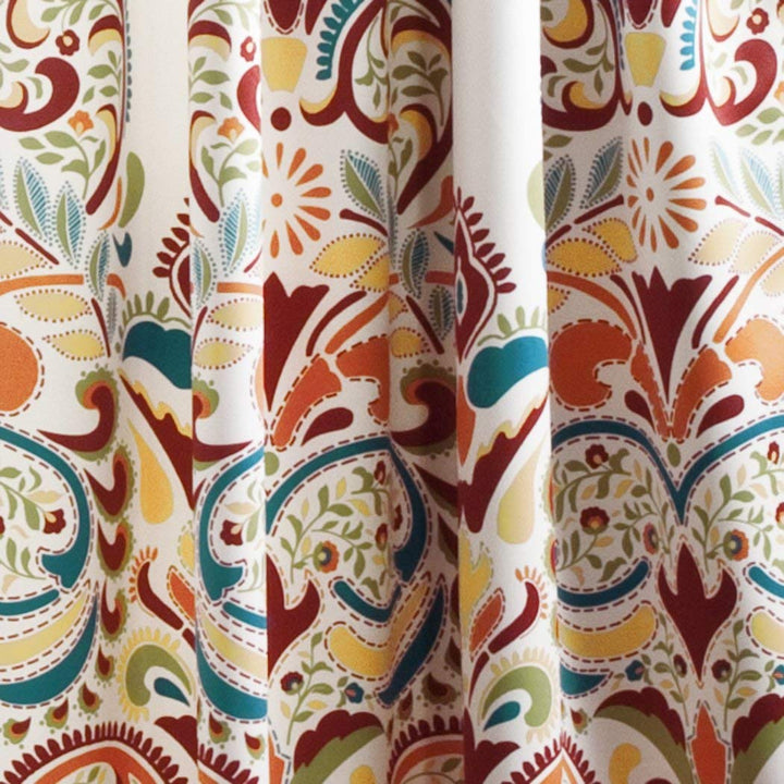 Ln 2 Piece Orange Paisley Window Curtain Set 84 Inch Red Damask Drapes Floral - Diamond Home USA