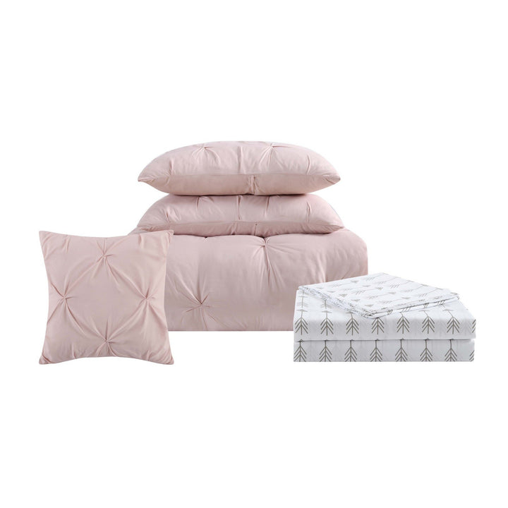 Truly Soft Everyday - Arrow Pleated Blush Twin Bed in a Bag - Blush - Diamond Home USA