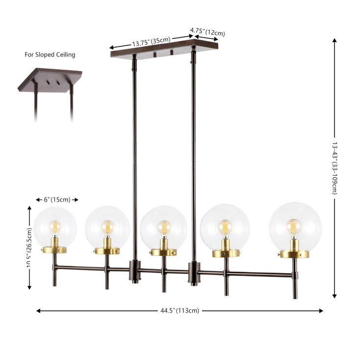 Home Lighting Collection 45" Modern Contemporary (5-Bulb) W X 6" D 43" H Brown - Diamond Home USA