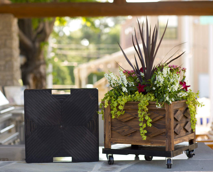 DeVault Enterprises DEVSQH16BL Black 16" Square Plant Dolly with Handle - Diamond Home USA