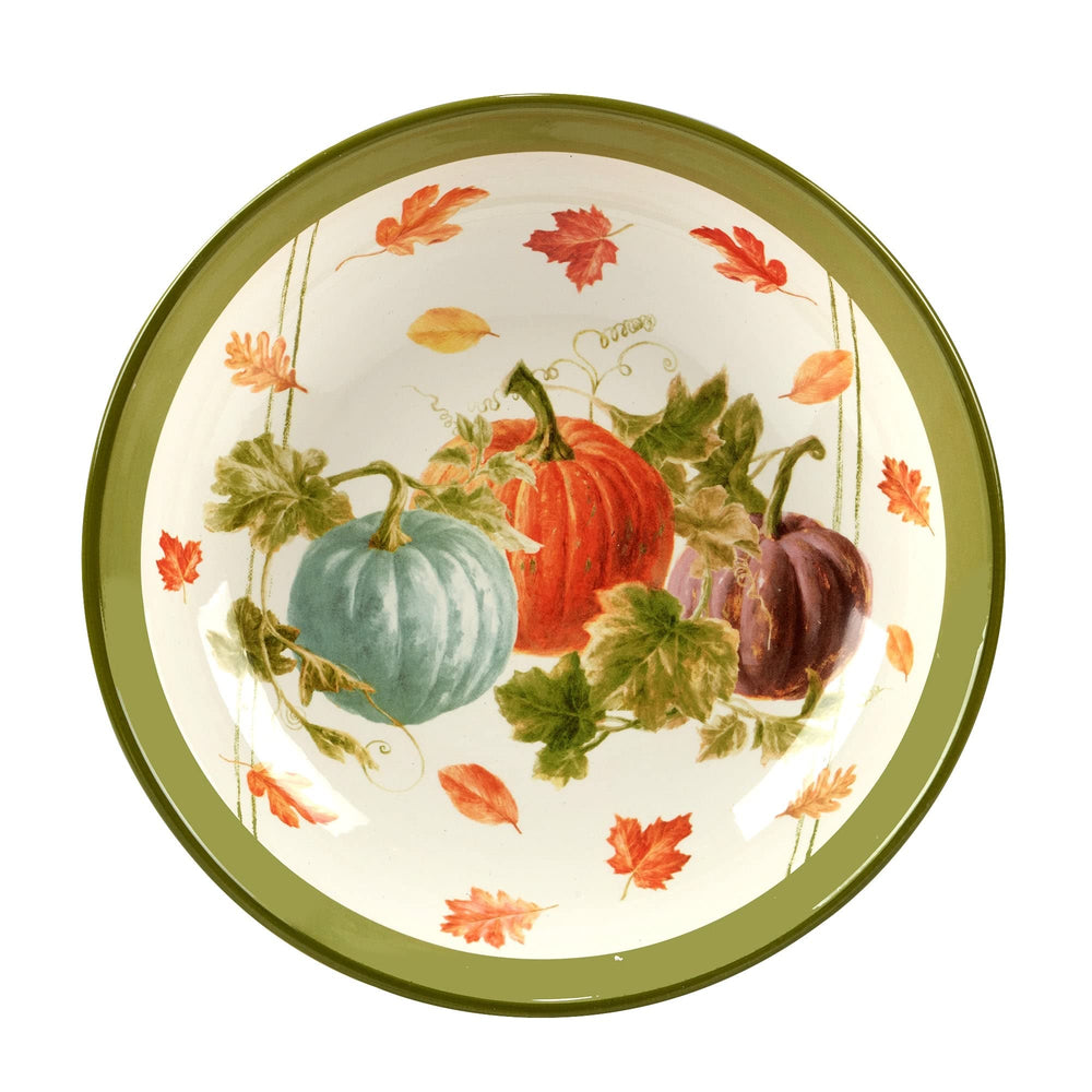 Autumn Harvest 13-inch X 3-inch Serving Bowl 13" Dia 3" Green Ivory Multi - Diamond Home USA