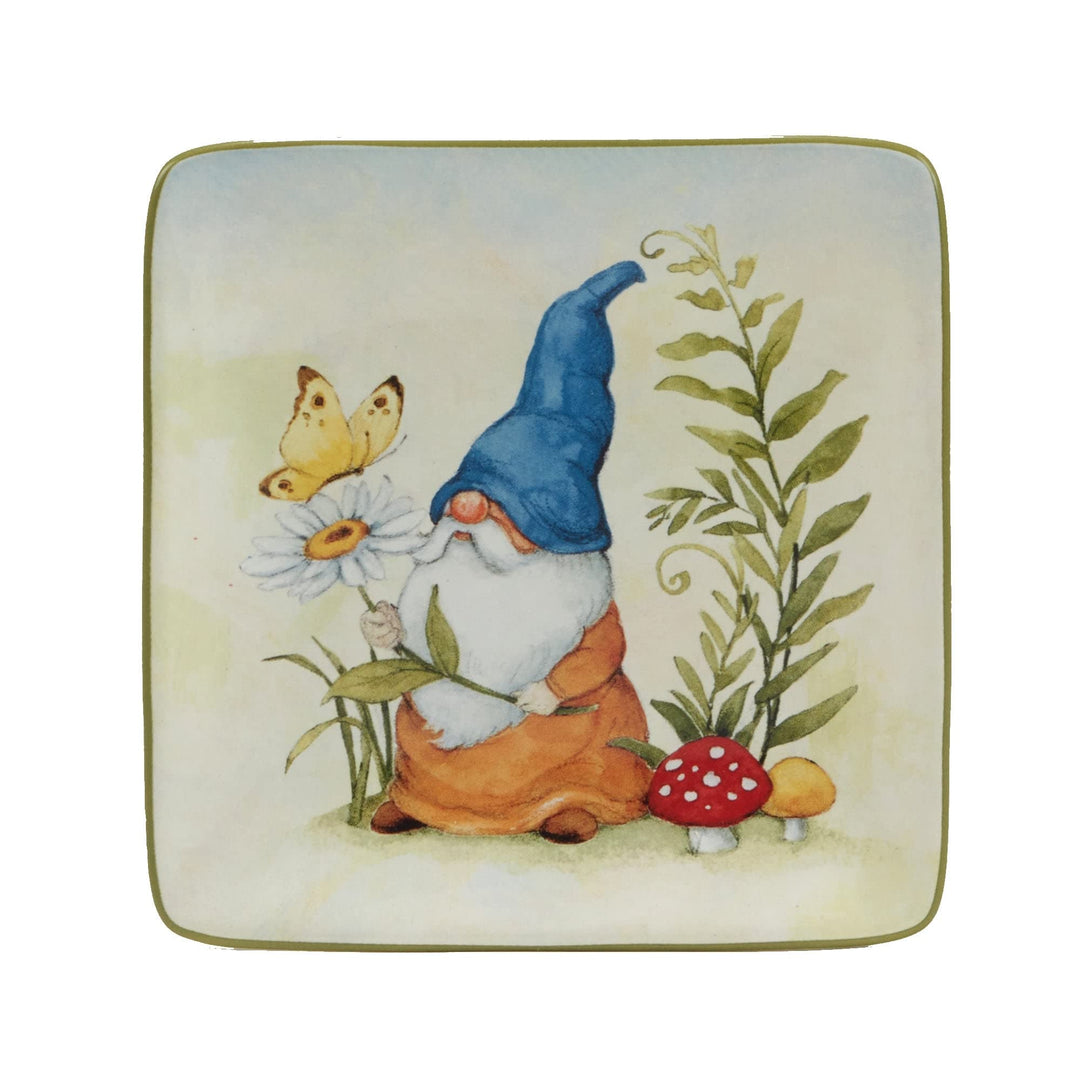 Garden Gnomes 6" Canape/luncheoppetiser Plates Set Of 4 Assorted Designs - Diamond Home USA