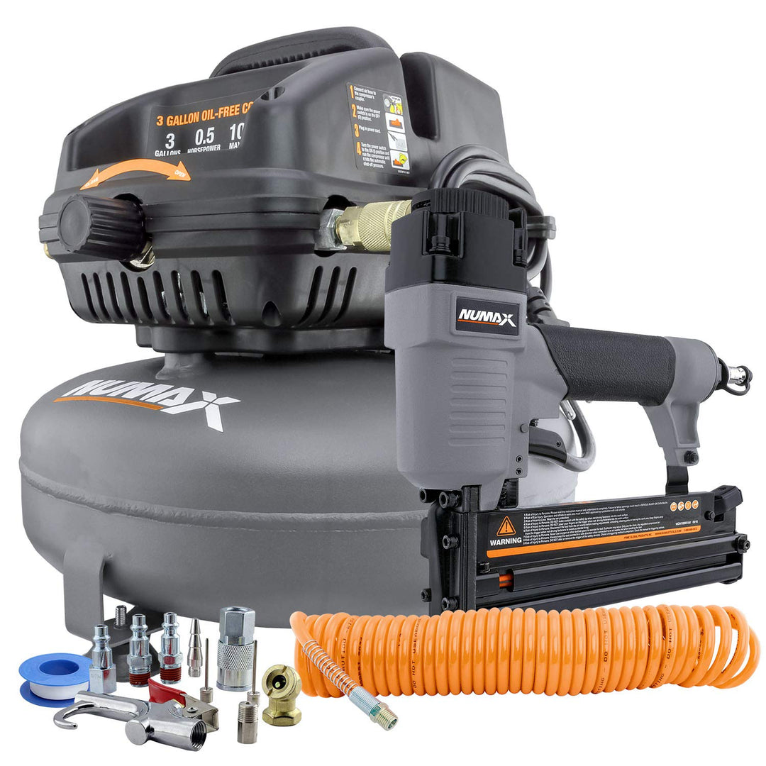 NuMax S3GI12CK 3 Gallon 1/2 HP Portable Electric Oil-Free Pancake Air Compressor