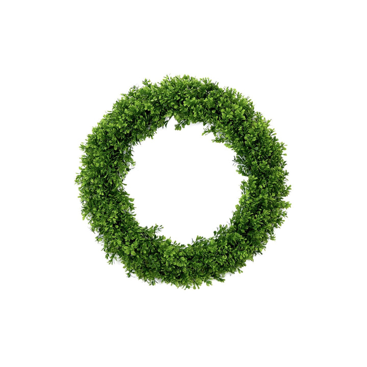 20" Artificial Boxwood Wreath Green Traditional Plastic Unadorned