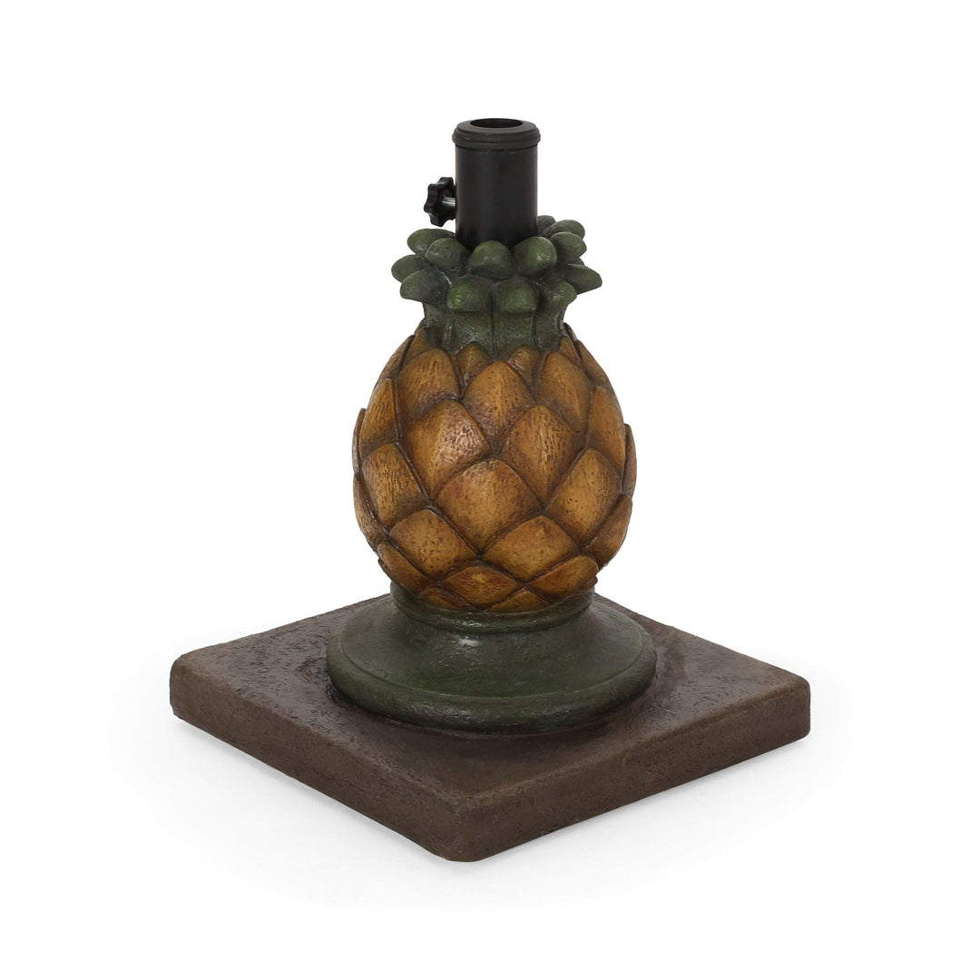 Pineapple Umbrella Base by - 14.00" W X L 18.00" H Yellow Iron - Diamond Home USA