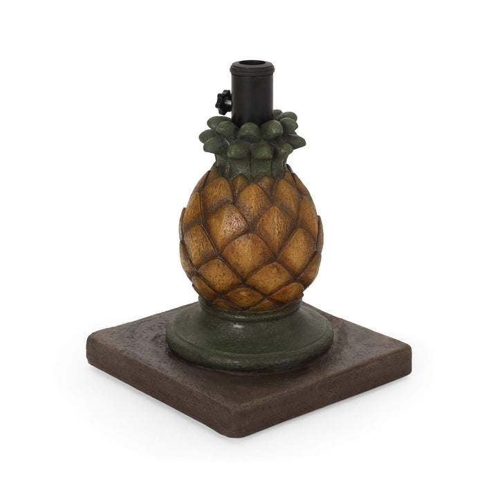 Pineapple Umbrella Base by - 14.00" W X L 18.00" H Yellow Iron - Diamond Home USA