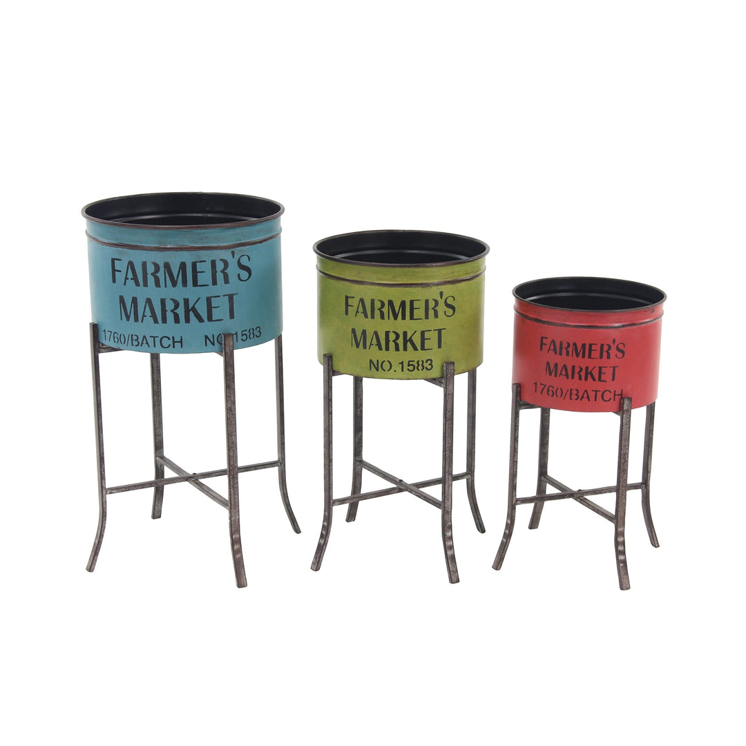 Studio 350 Multicolor Iron Farmers Market Farmhouse Rustic Planter (Set of 3) - Diamond Home USA