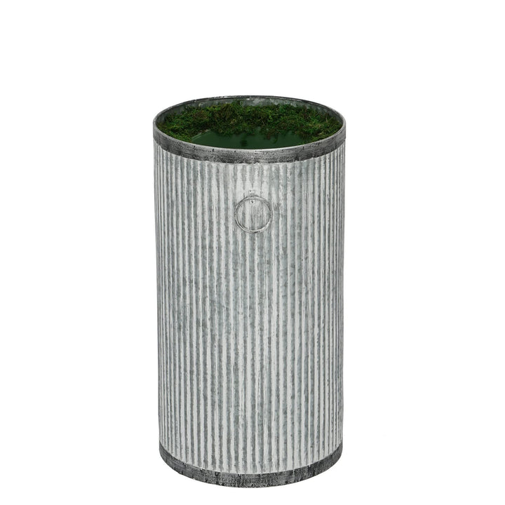 Large Ribbed Metal Planter Grey Farmhouse Distressed - Diamond Home USA