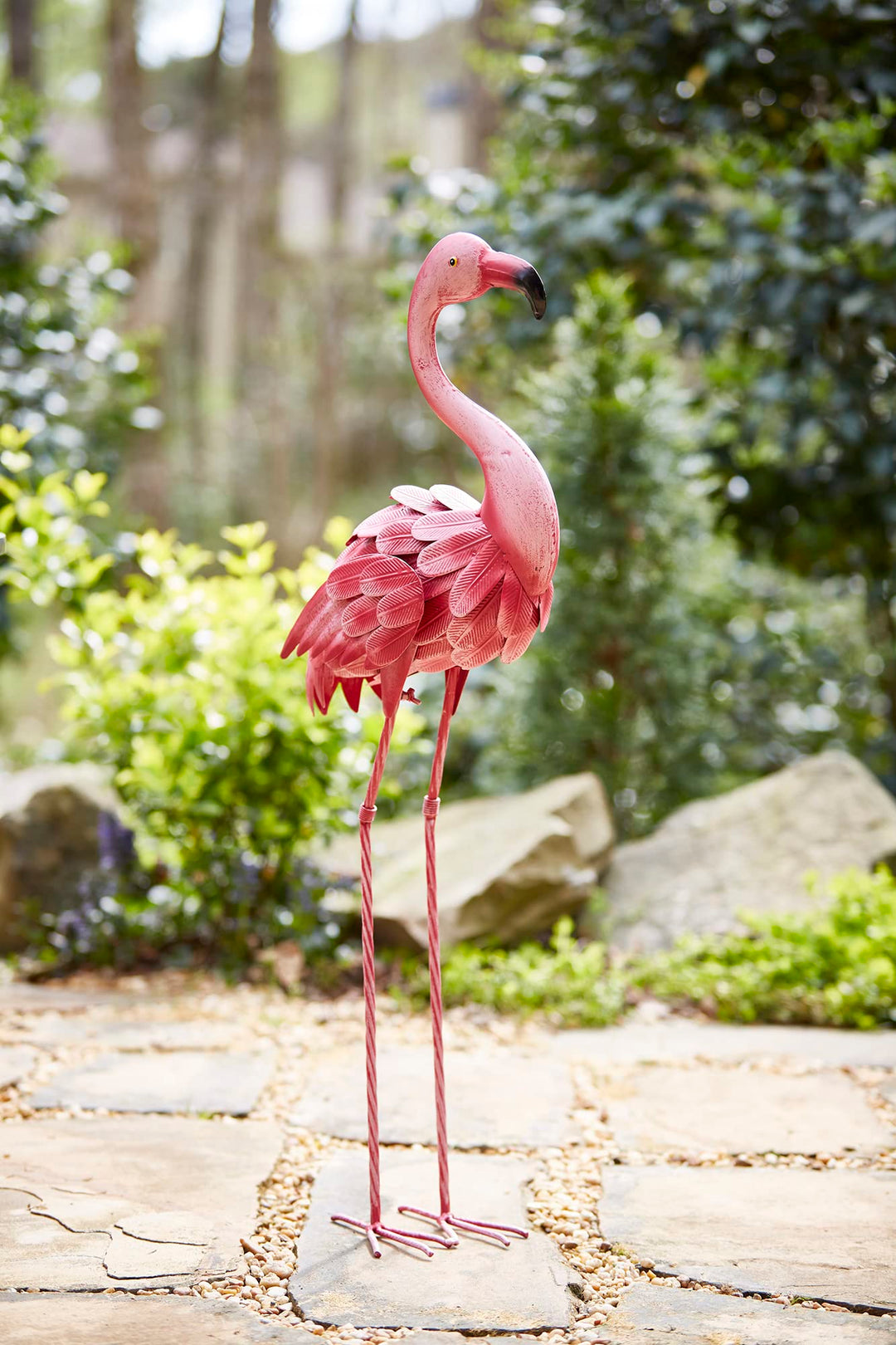 Southern Patio LDC-054641 35" H Metal Flamingo Décor with Stake for Lawns - Diamond Home USA