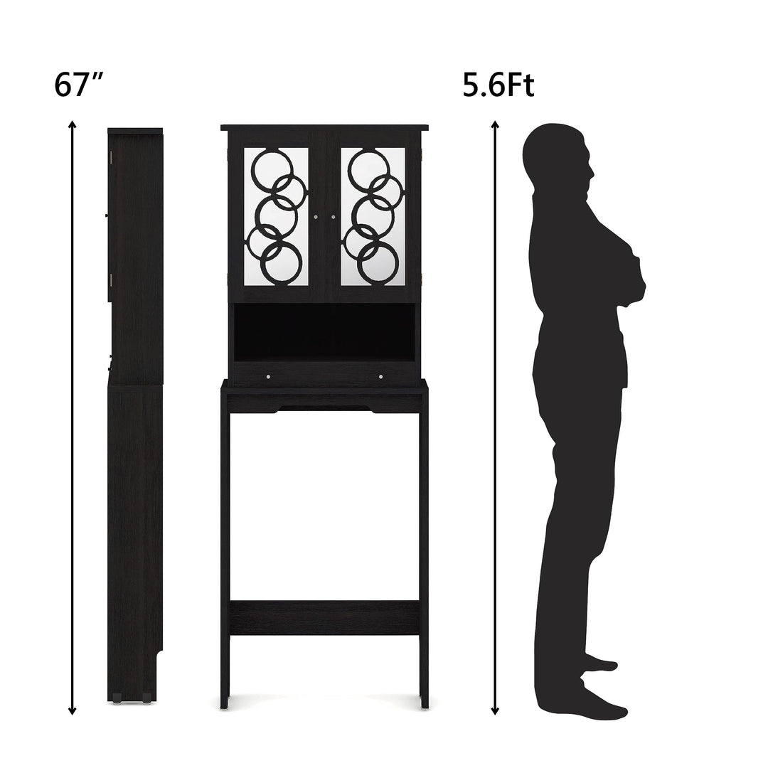 Furniture of America Orellis Modern One Drawer Mirrored Glass Panels Toilet Cappuccino - Diamond Home USA