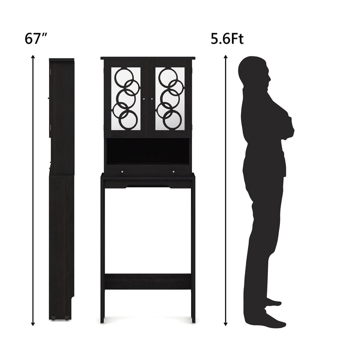 Furniture of America Orellis Modern One Drawer Mirrored Glass Panels Toilet Cappuccino - Diamond Home USA