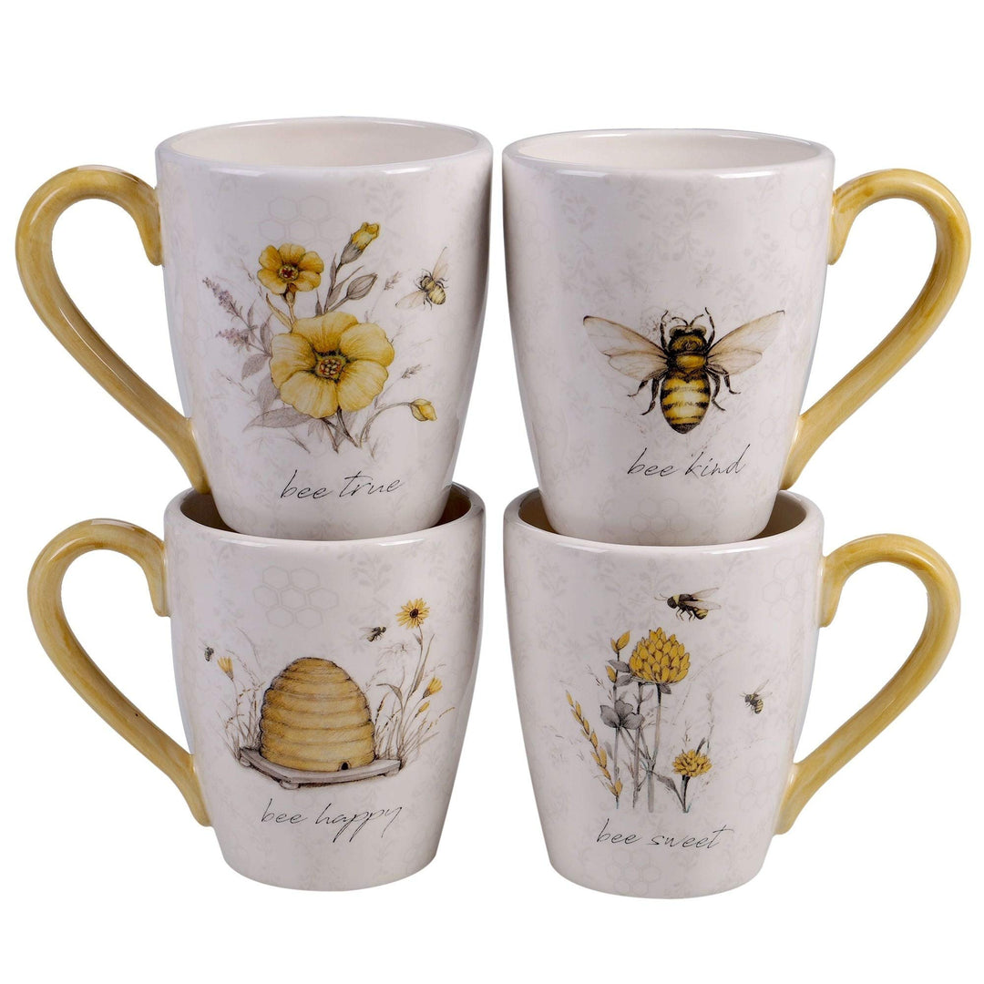 Bee Sweet 16-piece Dinnerware Set (Service For 4) Grey Multi Color Yellow Floral - Diamond Home USA