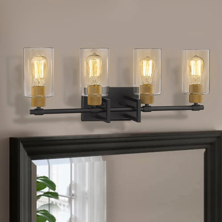 4-light Vintage Wall Mount Vanity Light Black Industrial Modern Contemporary - Diamond Home USA