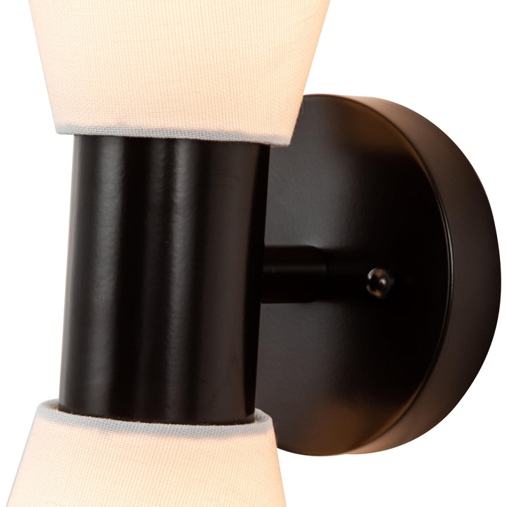 2-light Oil-rubbed Bronze Indoor Wall Sconce with Hourglass Linen Shade Orb - Diamond Home USA