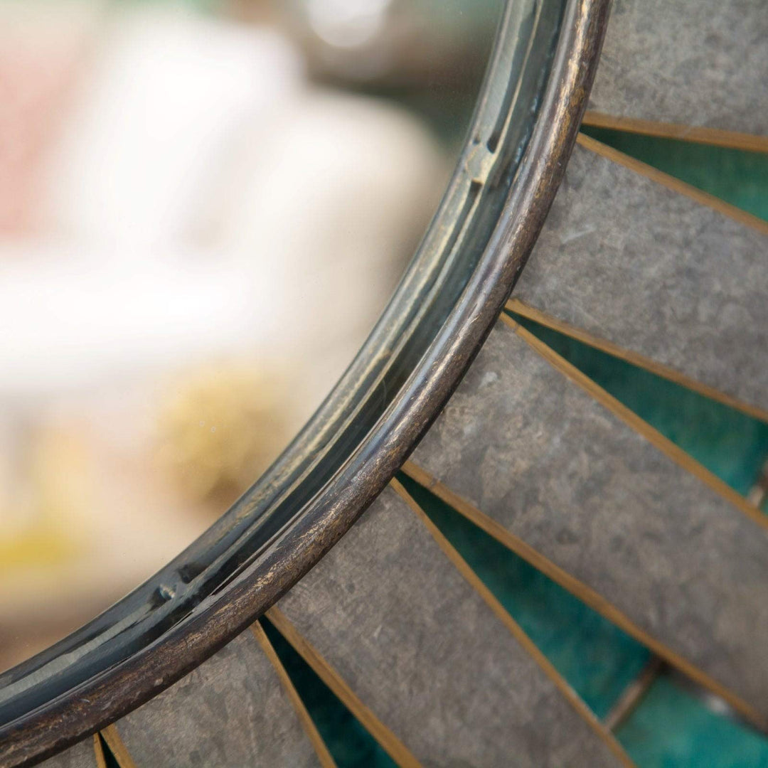 22.5in. Dia. Metal Windmill Wall Mirror Industrial Rustic Includes Hardware - Diamond Home USA