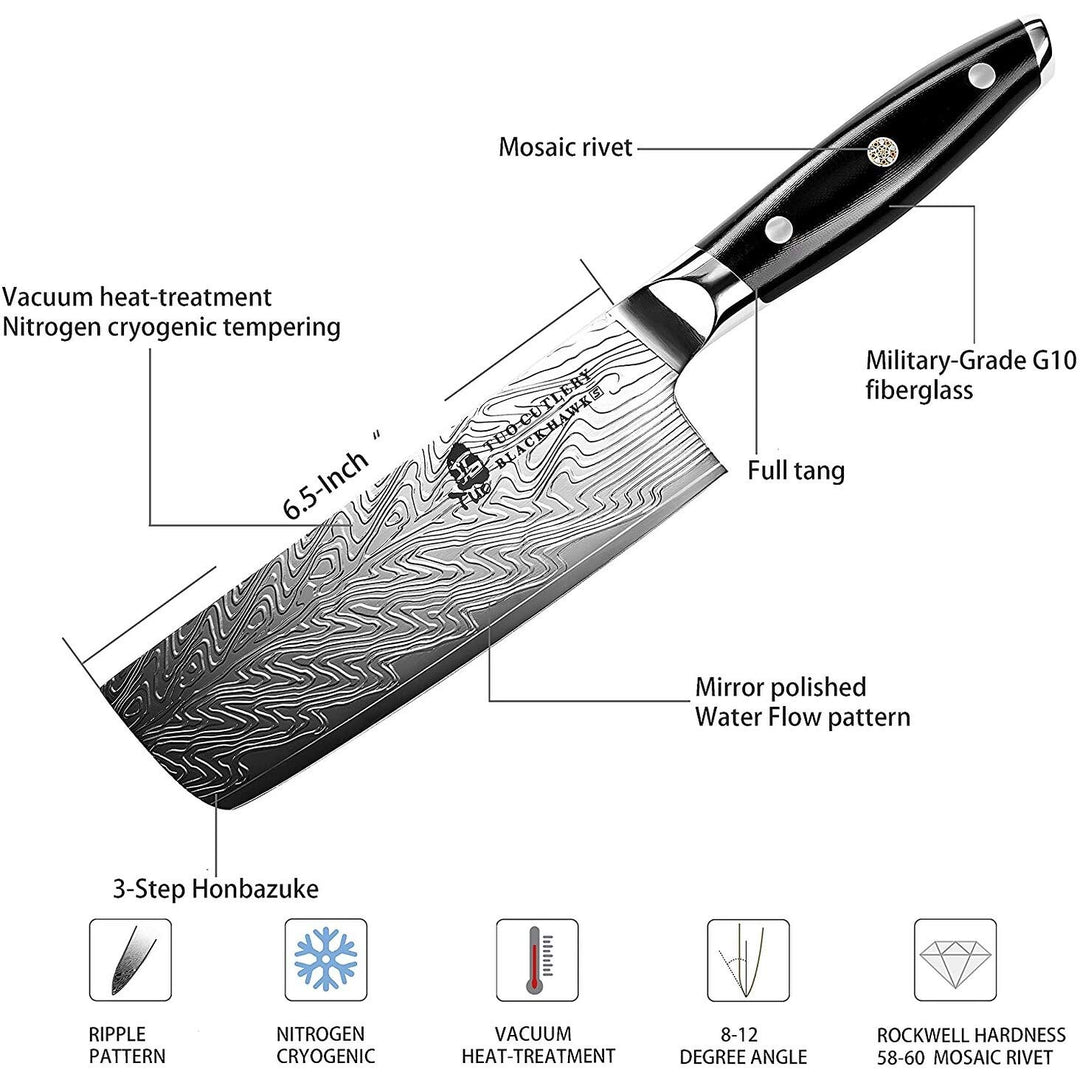 Ripple Knife W/ergonomic G10 Full Series6.5in Black High Carbon Stainless - Diamond Home USA