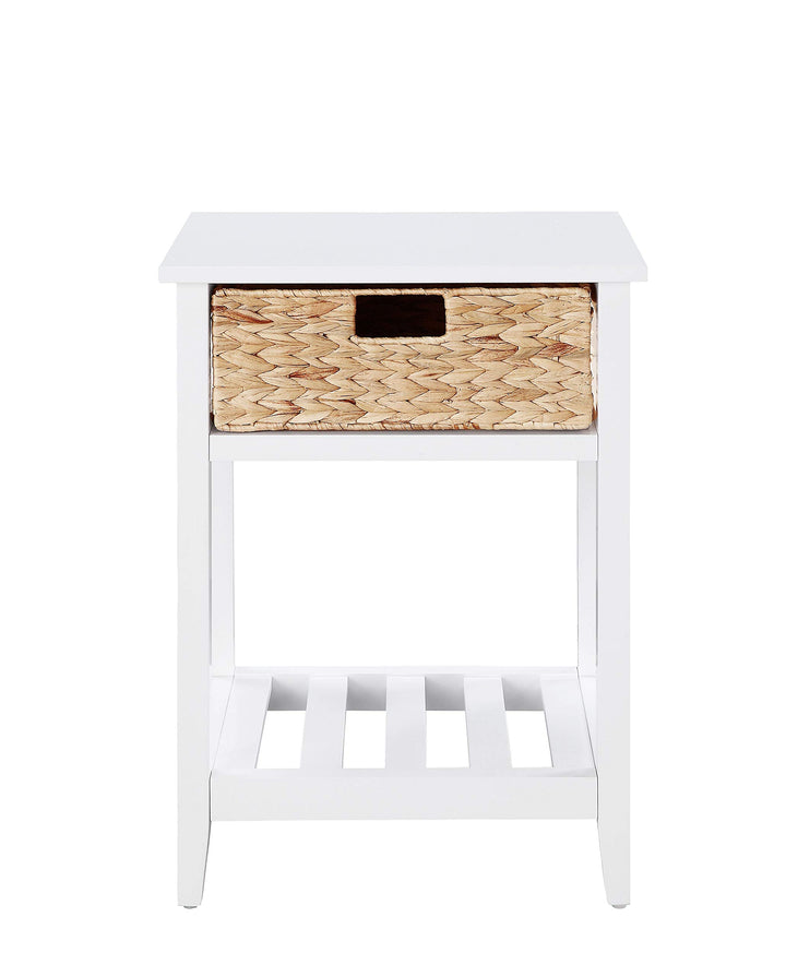 Acme Chinu Wooden Accent Table with Woven Basket in Walnut and Natural - Diamond Home USA