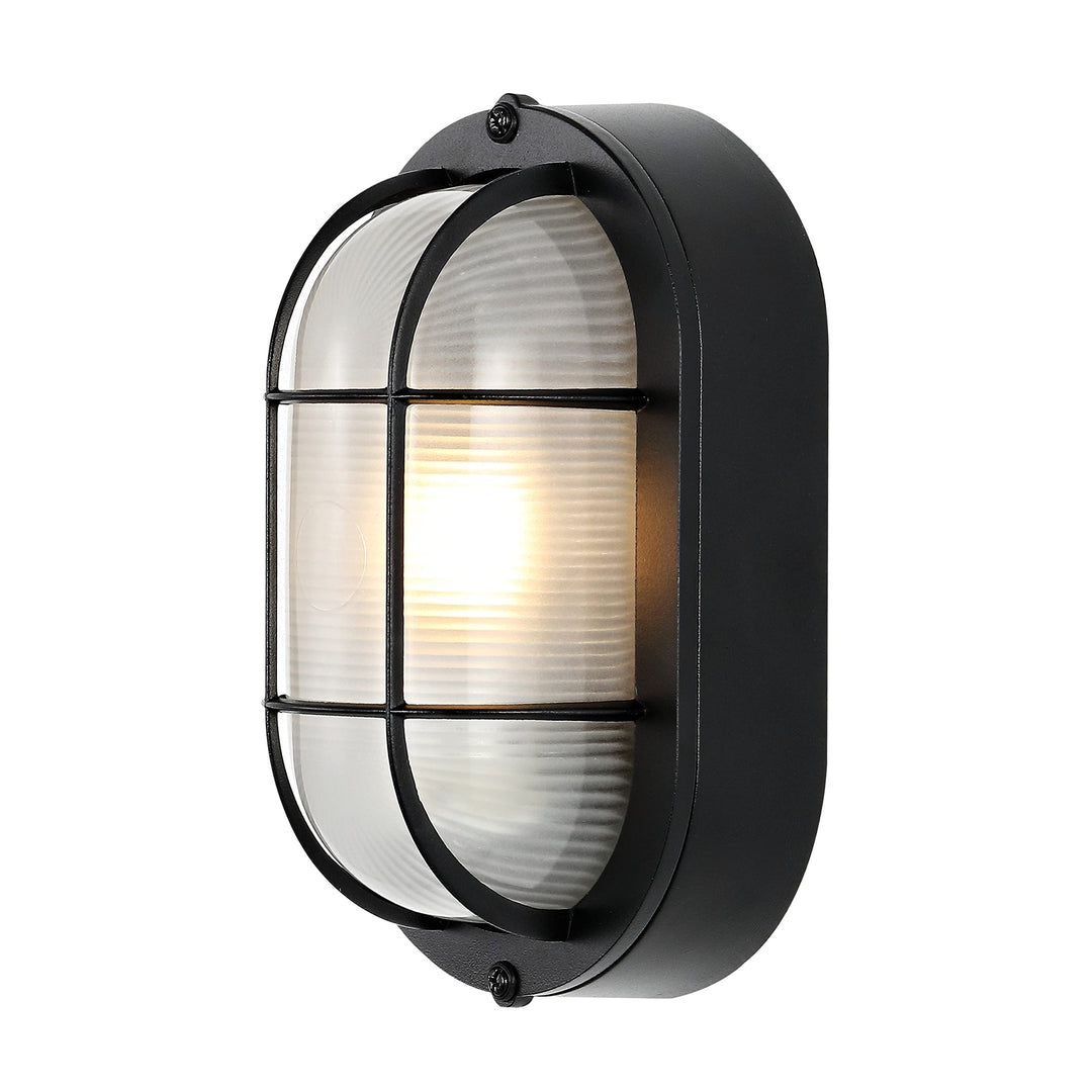 Lighting Outdoor Wall Sconce 5" W X 4" D 9" H Black Modern Contemporary Glass - Diamond Home USA