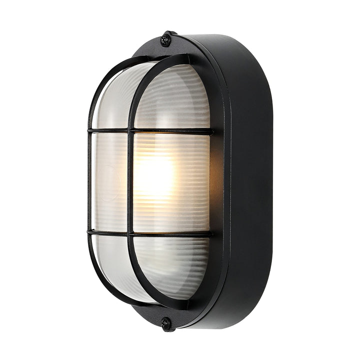 Lighting Outdoor Wall Sconce 5" W X 4" D 9" H Black Modern Contemporary Glass - Diamond Home USA