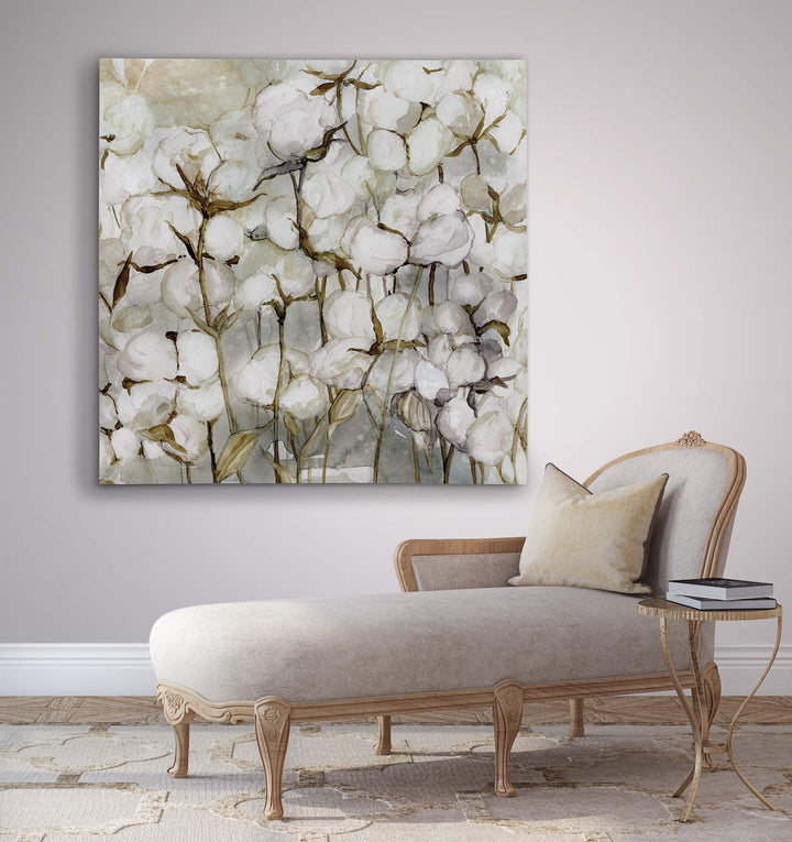 Wexford Home Cotton Field Gallery Wrapped Canvas Wall Art 32 in x 32 32X32 - Diamond Home USA