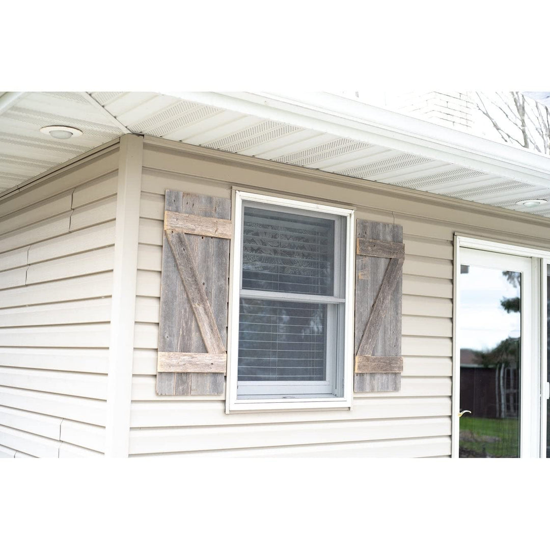 Rustic Farmhouse 36"x13" Weathered Gray Decorative Shutters (Set of 2) Grey Wood - Diamond Home USA