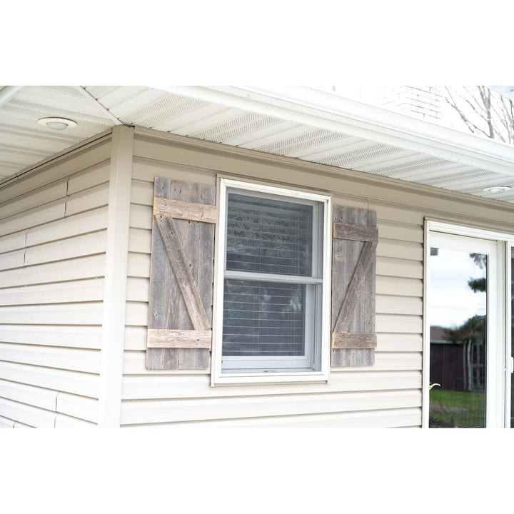 Rustic Farmhouse 36"x13" Weathered Gray Decorative Shutters (Set of 2) Grey Wood - Diamond Home USA