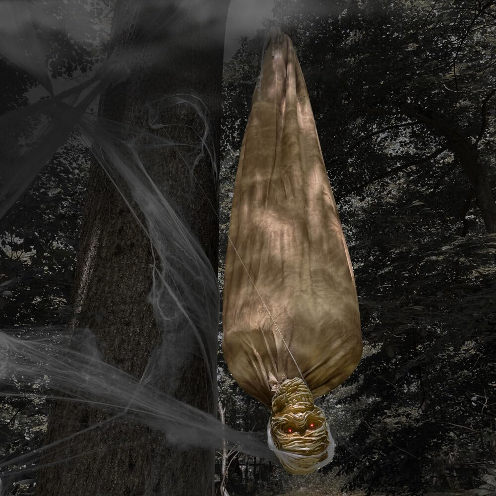 Haunted Hill Farm Upside-Down Shaking Mummy Halloween Animatronic with Sounds - Diamond Home USA