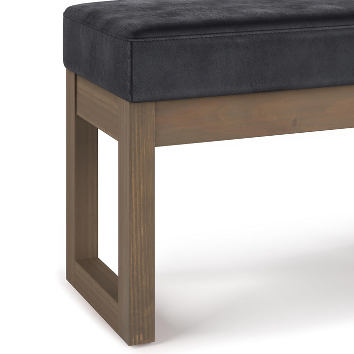 SIMPLIHOME Milltown 27 Inch Wide Contemporary Rectangle Footstool Ottoman Distressed