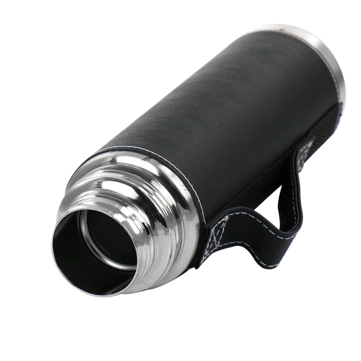 23oz Stainless Steel Thermal Travel Bottle in Leatherette Black 1 Piece - Diamond Home USA