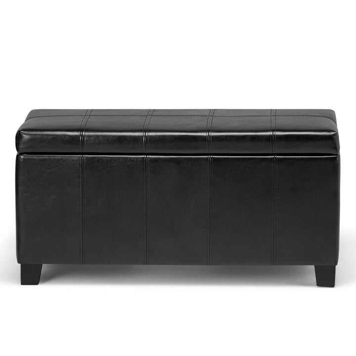 SIMPLIHOME Dover 36 inch Wide Rectangle Lift Top Storage Ottoman Bench in Distressed