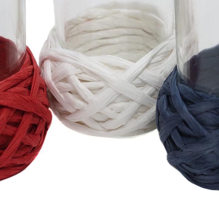 3.5" Red White Blue Candle Holder Set 3.5 in Traditional Glass Handmade - Diamond Home USA