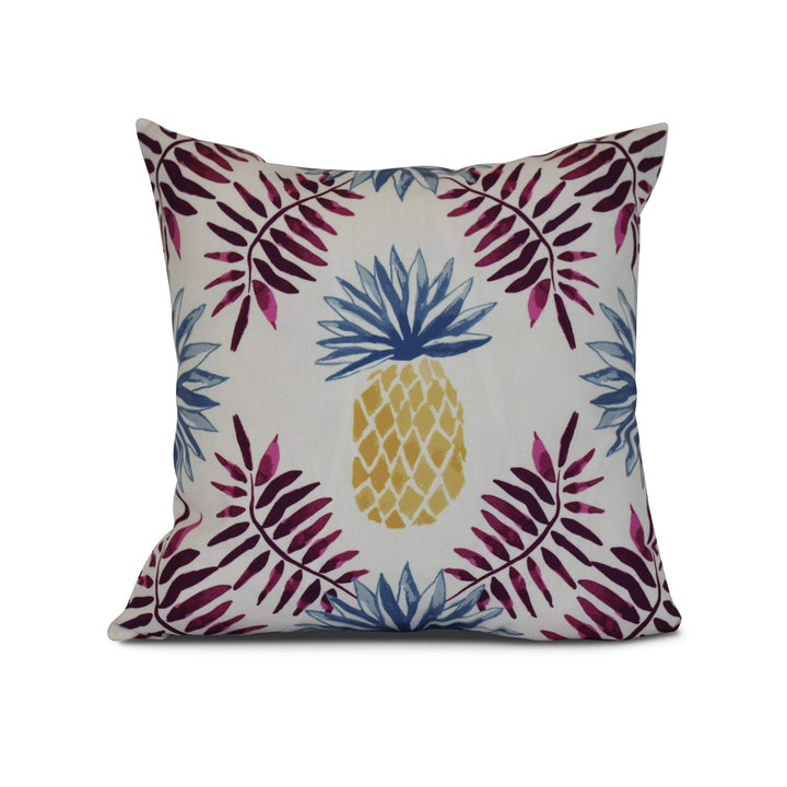 E by design Pineapple and Spike Geometric Print Outdoor Pillow 20 x 20 Blue - Diamond Home USA