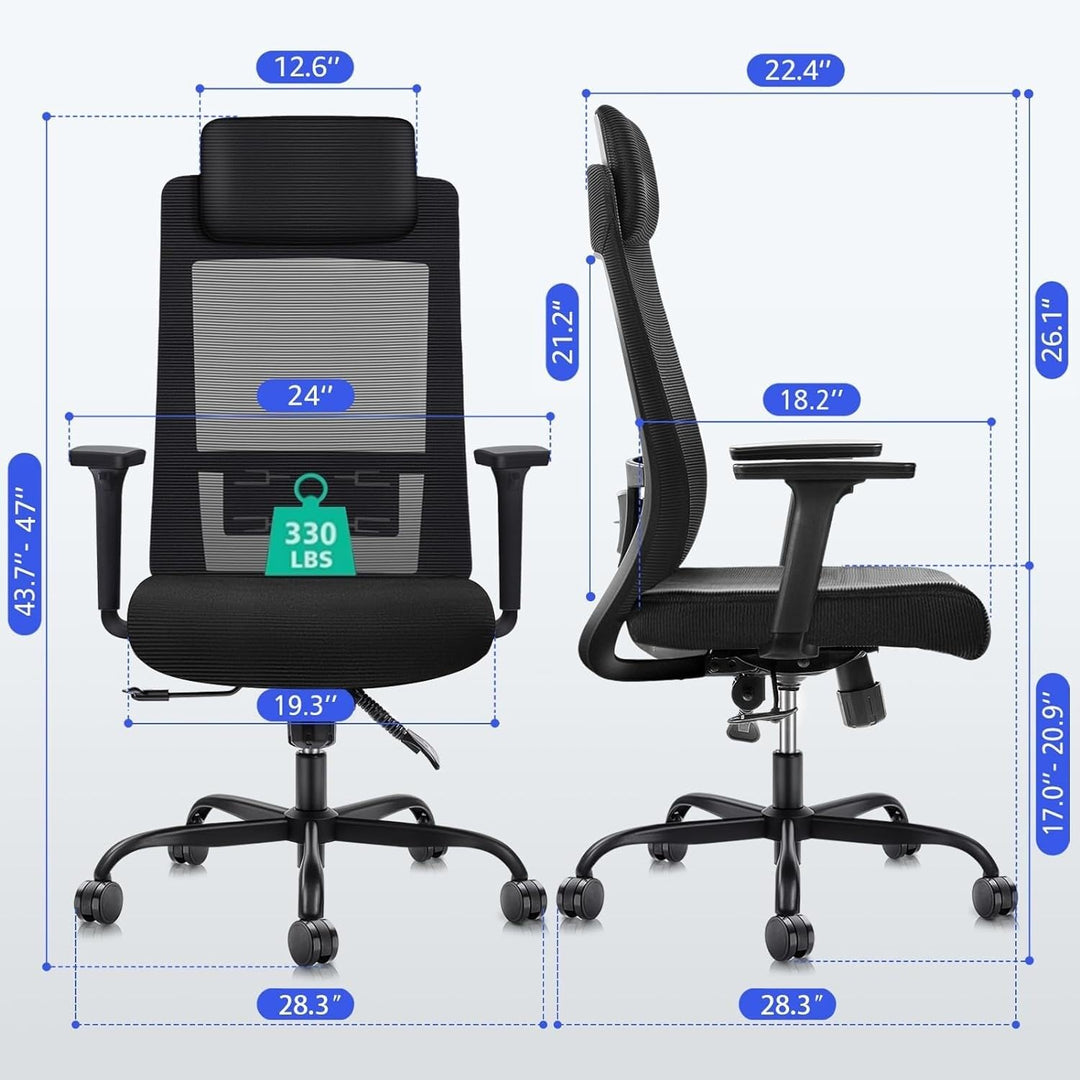 Ergonomic Computer Desk Chair High Back with Tilt Function Black Contemporary - Diamond Home USA