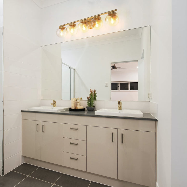 Modern Gold 5-light Bathroom Vanity Lights Dimmable Globe Glass Wall Sconces L - Diamond Home USA