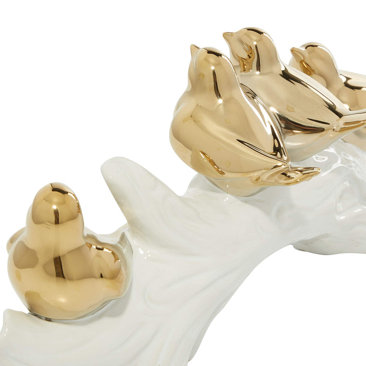Gold Porcelain Glam Sculpture Bird 6 X 14 5 Yellow - Diamond Home USA